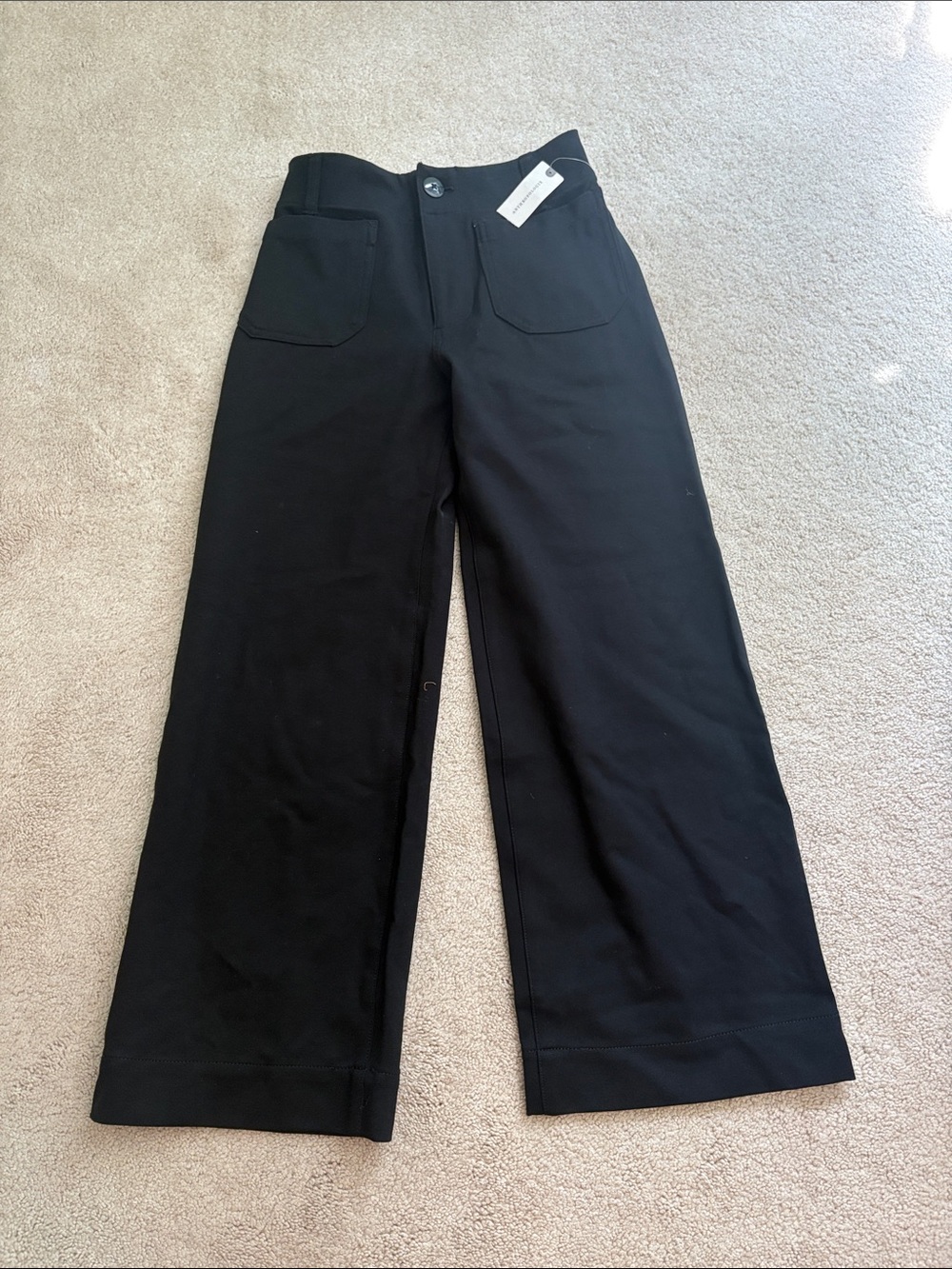 Maeve Black High-Rise Wide Leg Trousers